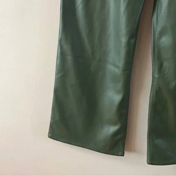 Joe’s jeans Faux leather wide leg high waist ankle jeans pants 31 Hunter Green - Picture 4 of 12